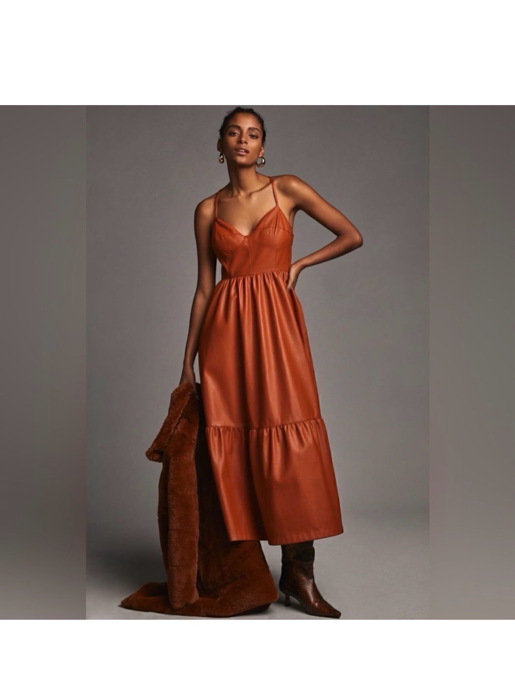 Anthropologie Pilcro Structured Faux Leather Maxi Dress